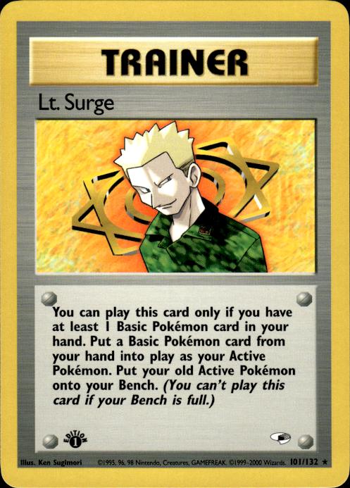 Pokemon Lt. Surge 101/132 Gym Heroes Rare 1st Edition Near Mint