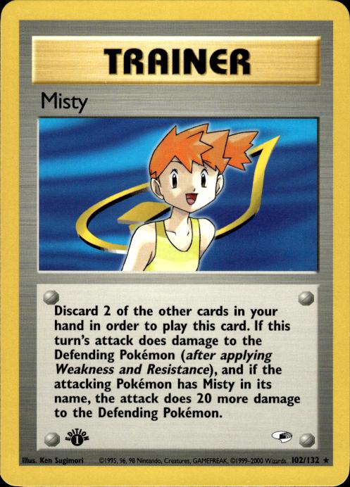 Pokemon Misty 102/132 Gym Heroes Rare 1st Edition Near Mint