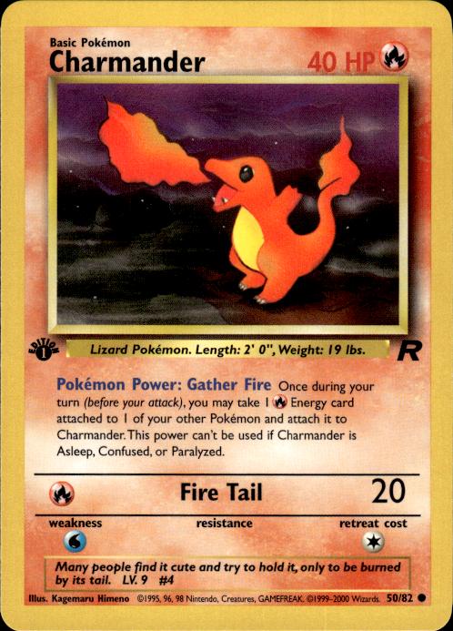Pokemon Charmander 50/82 Team Rocket Common 1st Edition Near Mint