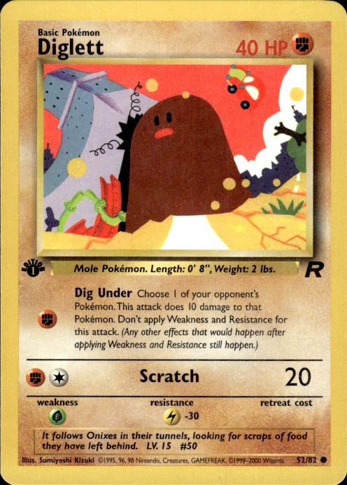 Pokemon Diglett 52/82 Team Rocket Common 1st Edition Near Mint