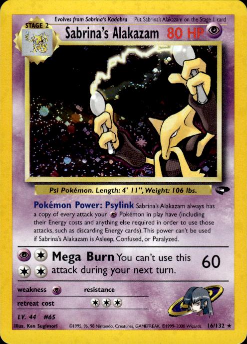 Pokemon Sabrina's Alakazam 16/132 Gym Challenge Holo Rare Near Mint