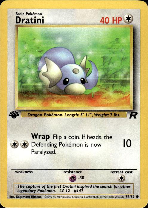 Pokemon Dratini 53/82 Team Rocket Common 1st Edition Near Mint