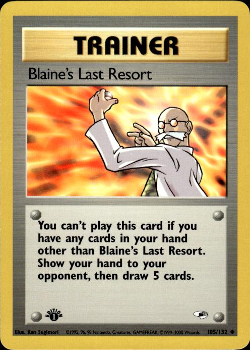 Pokemon Blaine's Last Resort 105/132 Gym Heroes 1st Edition Rare Near Mint