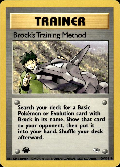 Pokemon Brock's Training Method 106/132 Gym Heroes Uncommon 1st Edition NM