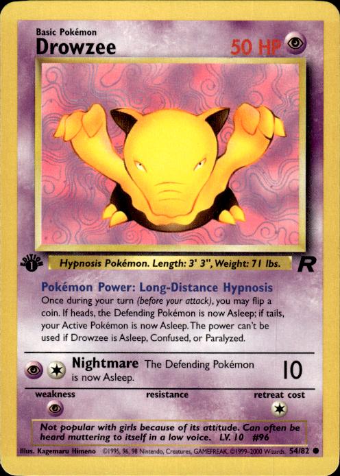 Pokemon Drowzee 54/82 Team Rocket Common 1st Edition Near Mint
