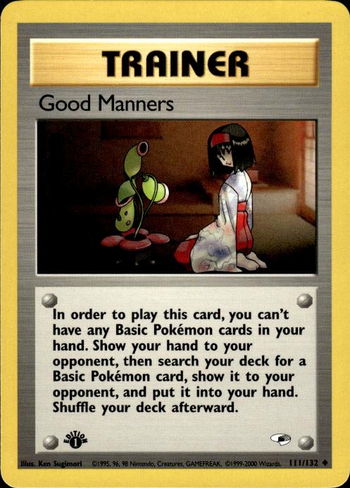 Pokemon Good Manners 111/132 Gym Heroes Uncommon 1st Edition Near Mint