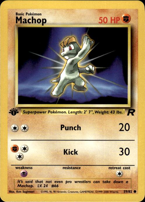 Pokemon Machop 59/82 Team Rocket Common 1st Edition Near Mint