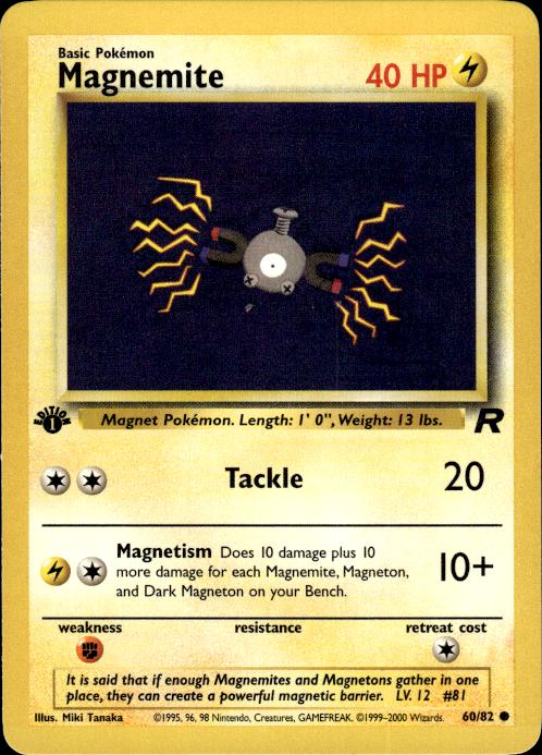 Pokemon Magnemite 60/82 Team Rocket Common 1st Edition Near Mint