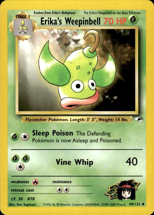 Pokemon Erika's Weepinbell 49/132 Gym Heroes Uncommon Near Mint
