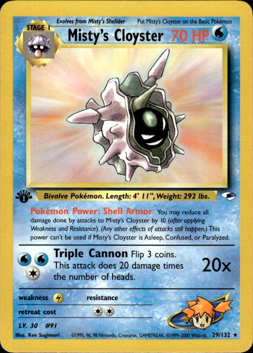 Pokemon Misty's Cloyster 29/132 Gym Heroes Rare 1st Edition Near Mint