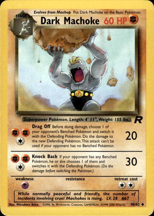 Pokemon Dark Machoke 40/82 Team Rocket Uncommon Near Mint