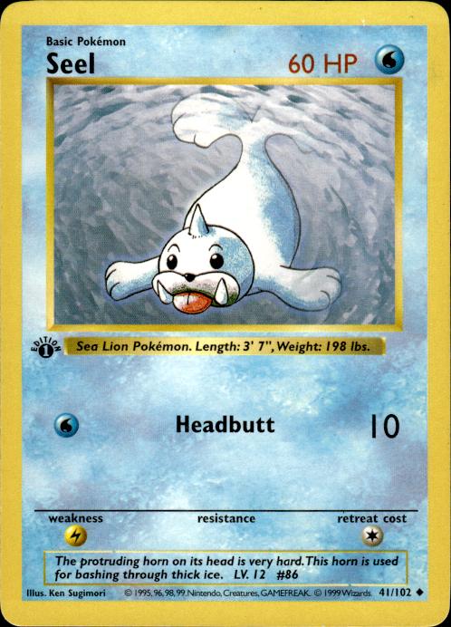 Pokemon Seel 41/102 Base Set Uncommon 1st Edition Lightly Played