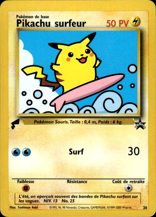 Pokemon FRENCH World Collection Promo Surfing Pikachu 28 Lightly Played