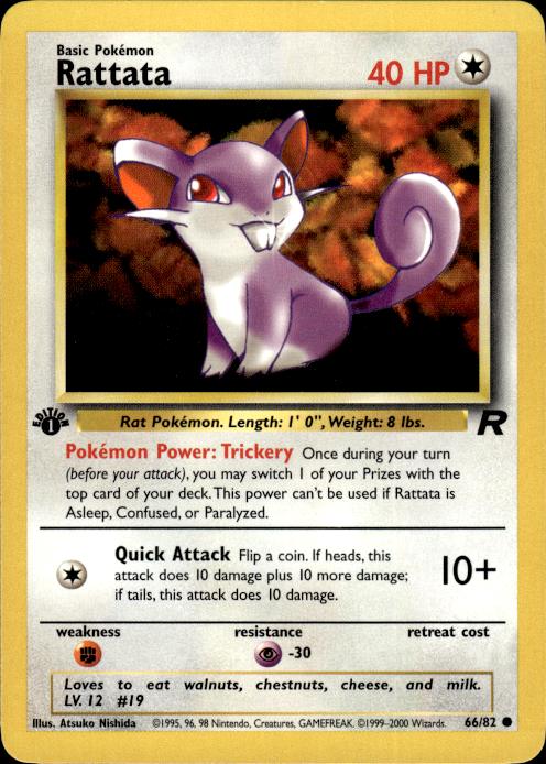 Pokemon Rattata 66/82 Team Rocket Common 1st Edition Near Mint