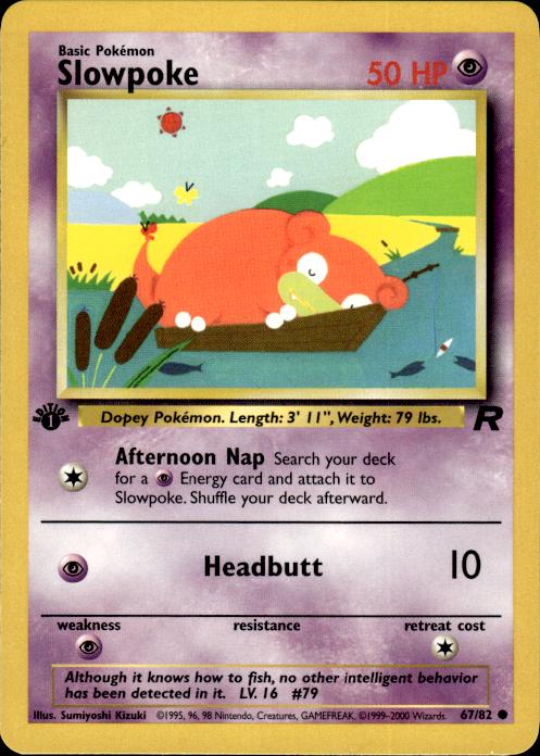 Pokemon Slowpoke 67/82 Team Rocket Common 1st Edition Near Mint