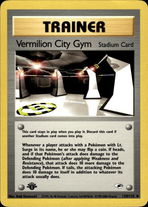 Pokemon Vermilion City Gym 120/132 Gym Heroes Uncommon 1st Edition Near Mint