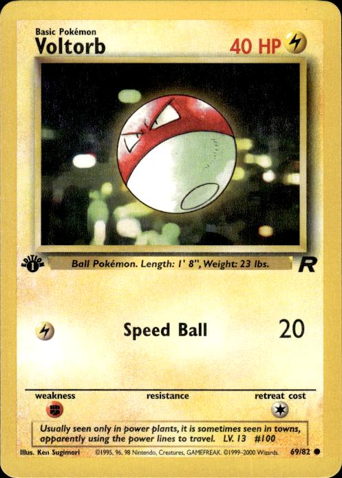 Pokemon Voltorb 69/82 Team Rocket Common 1st Edition Near Mint