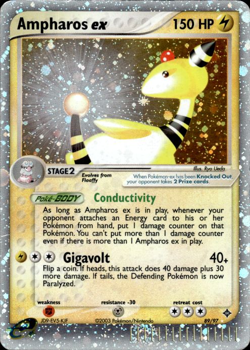 Ampharos ex 89/97 Holo Rare EX Dragon Pokemon Heavily Played