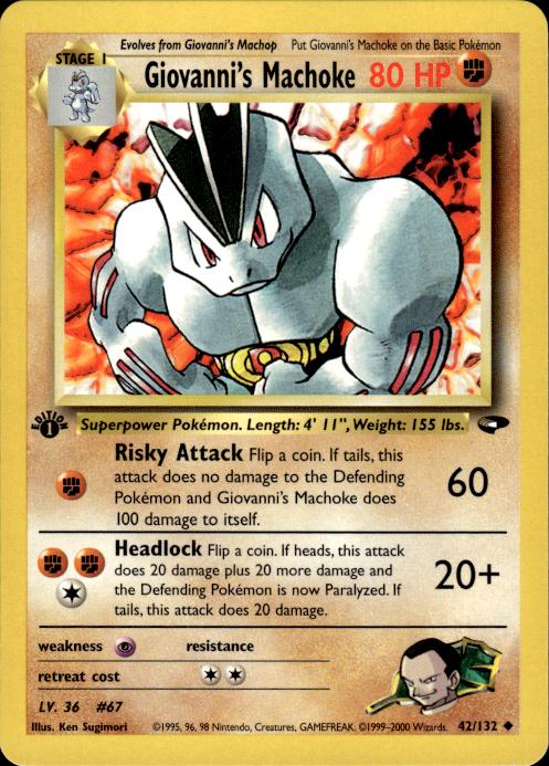 Pokemon Giovanni's Machoke 42/132 Gym Challenge Uncommon 1st Edition Near Mint