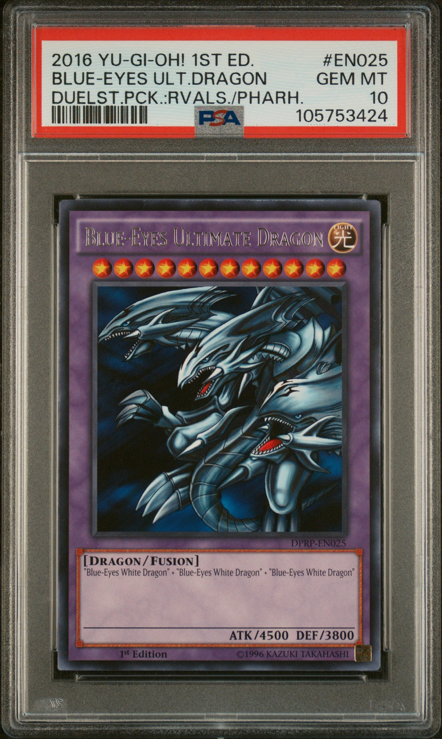 Blue Eyes Ultimate Dragon EN025 1st Edition Duelist Pack Yugioh PSA 10