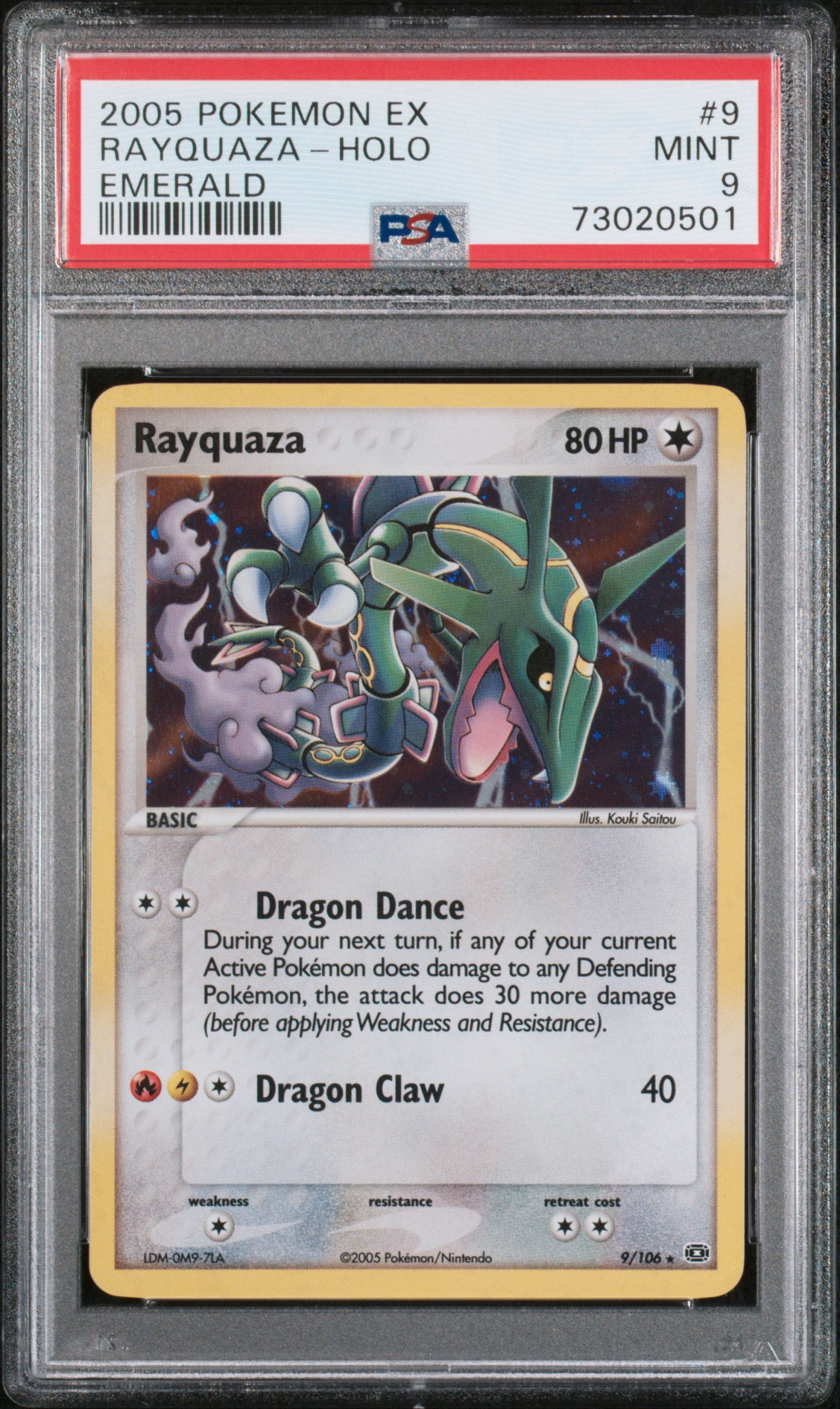 PSA 9 Rayquaza 9/106 - ex Emerald - Holo